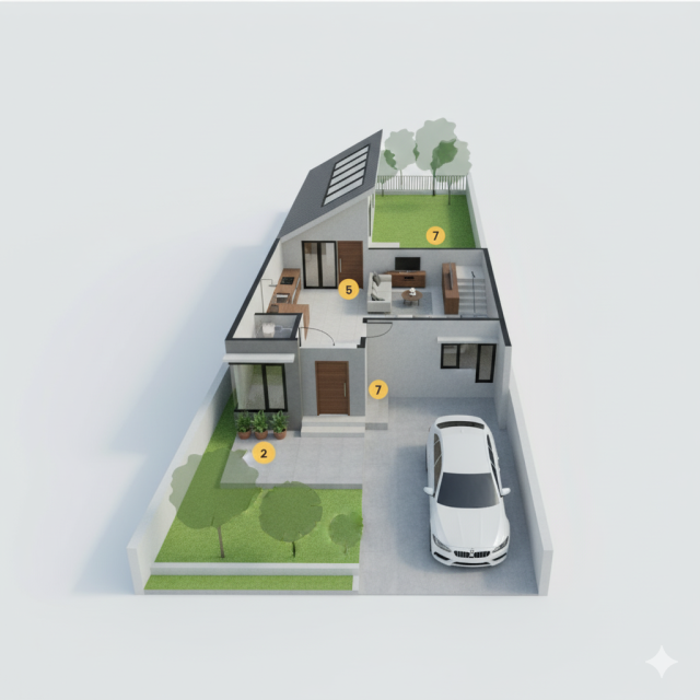 Compact Trapezium House: Solusi Hunian Tropis Modern untuk Lahan Tidak Simetris